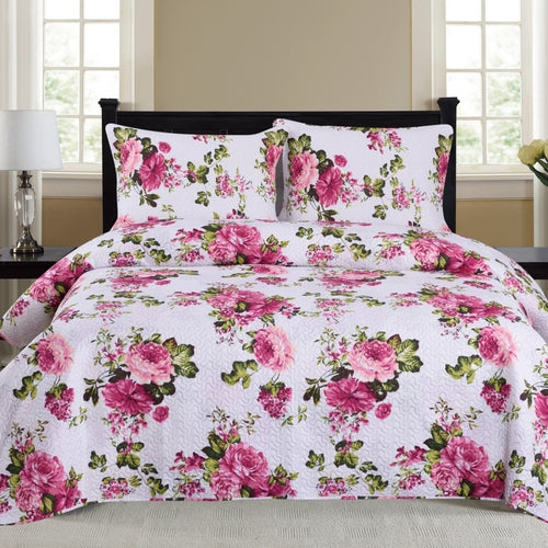 3 Piece Quilt Set - Fuschia