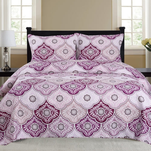 3 Piece Quilt Set - Purple